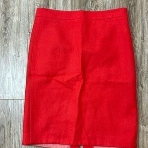 J. Crew The Pencil skirt wool blend coral red size 6